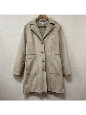 CAbi Pennylane Cardigan Button Down Jacket Faux Suede In Beige Sz S